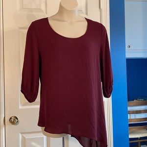 EUC Karen Kane Asymmetrical Blouse w/  3/4 sleeves
